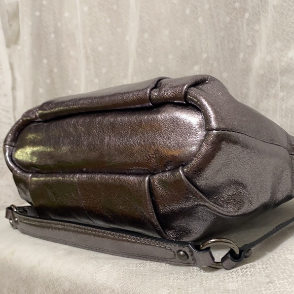 *SOLD*Coach Sophia Madison Metallic Gunmetal Leather Satchel - Picture 11 of 16